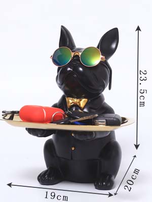  皿を捧げる犬さん 置物