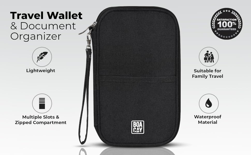 Travel Document Organizer, Family Passport Holder, Premium Wallet for Women and Men, Portable