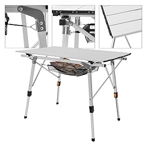 ML-Design Campingtafel, opvouwbaar, zilver, 90 x 51,5 cm, aluminium klaptafel, in hoogte verstelbaar, vouwtafel