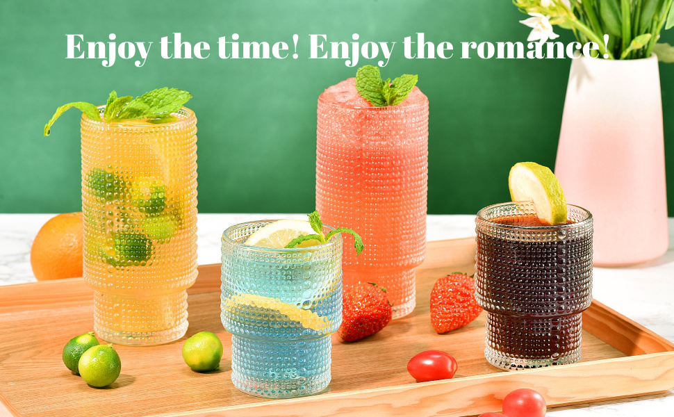 ISMASOAN Hobnail Drinking Glasses Set of 12,Stackable