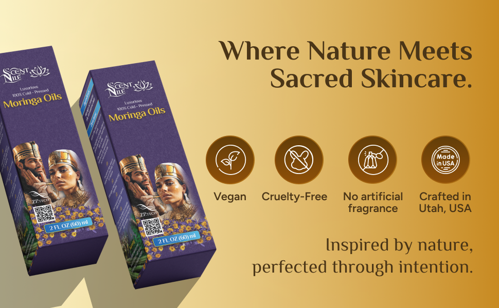 Glass Dropper Bottle of Pharaoh Oil – Cold-Pressed Moringa and Blue Lotus Infusion - vegan