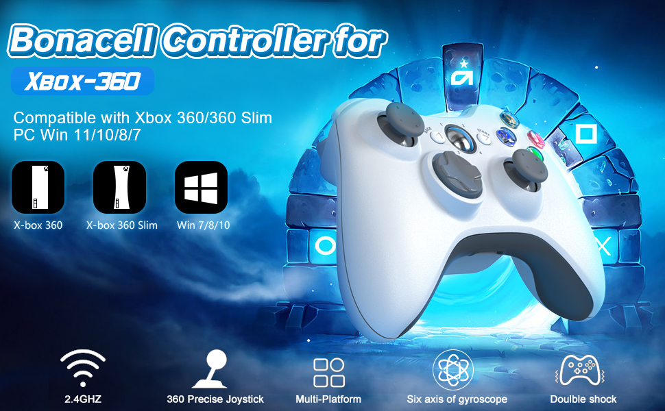Bonacell Wireless Controller For Xbox 360 PC controller With 2.4Ghz USB