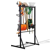freestanding tool rack floor stand tool hanger holder display organizer garden yard garage indoor