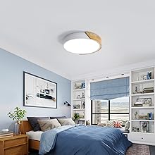 LED Plafonnier Bois Rond 24W, Intérieur Luminaires Plafonnier 6000K (Blanc Froid), Moderne Lampe De Plafond Ø305CM Pour Salle De Bain, Chambre, Cuisine, Salon, Salle à Manger, Bureau (Blanc) 15 plafonnier salle de bain