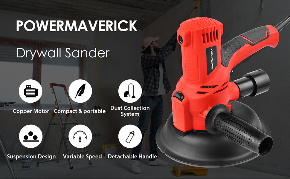 POWERMAVERICK Electric Drywall Sander,710W Power Drywall Sander with