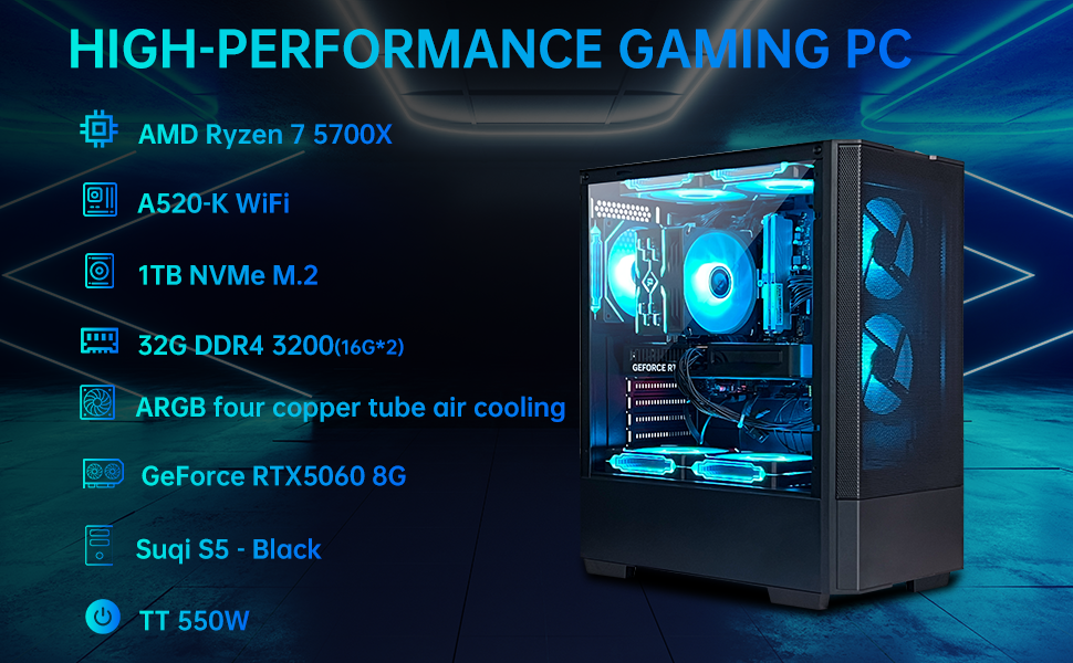 Amazon.com: ZYNEEX Gaming Desktop PC - AMD R7 5700X GeForce RTX