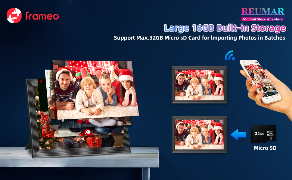 FRAMEO Digital Picture Frame, 10.1 Inch Smart WiFi Digital Photo Frame 1280x800 IPS LCD Touch