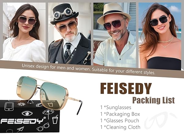 Amazon.com: FEISEDY Sunglasses Mens Women Vintage Aviator
