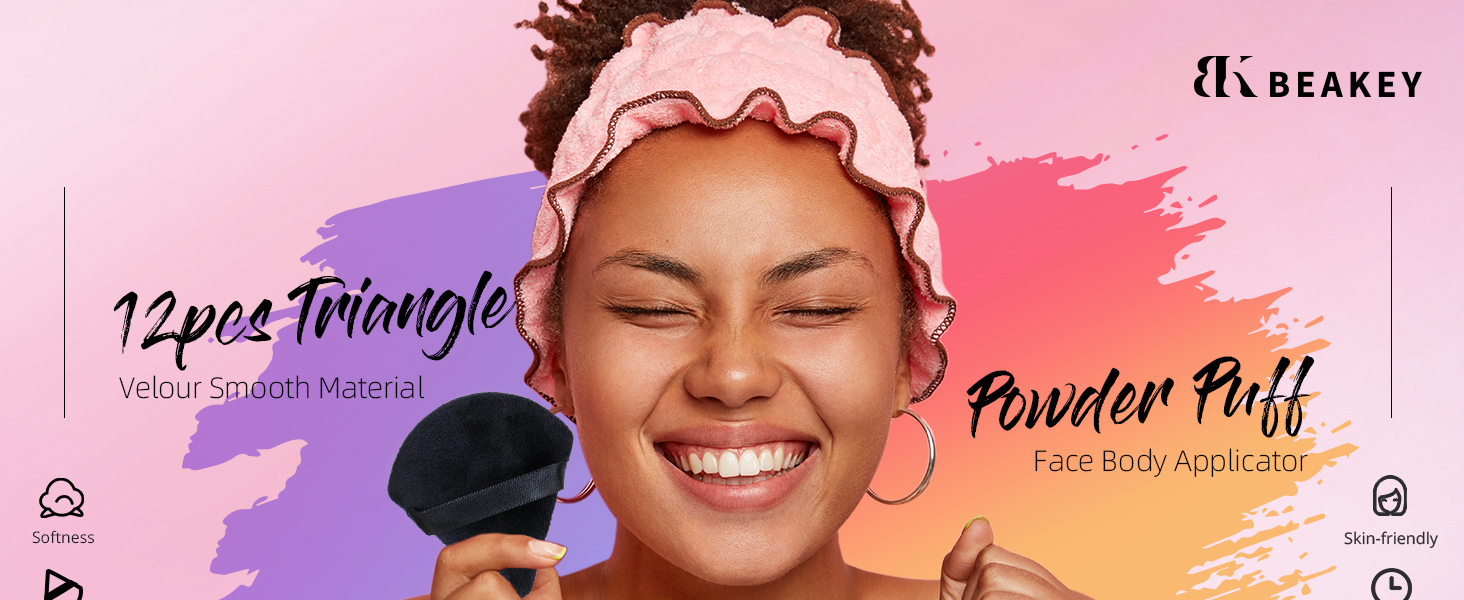 BEAKEY 12pcs Triangle Powder Puffs for Face Powder Makeup Puff for Loose & Cosmetic Foundation, 