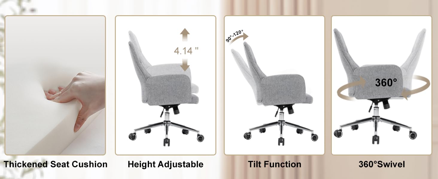 ANACCI Swivel Home Office Chair, Modern Fabric Upholstered