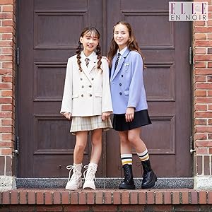 ELLE en noir-150- パイピングジャケットスクールスーツ CHOPIN SALE 卒業式 キッズ スーツ 5点セット 女の子 小学生