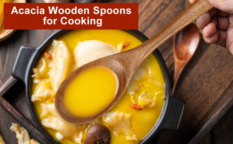 Acacia Large Wooden Spoons for Cooking Mixing Serving Spoon
