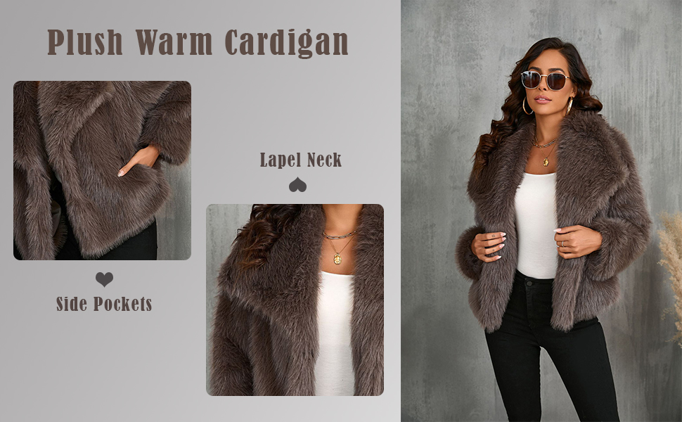 Cappotto da Donna in Pile con Pelliccia Sintetica Calda e Soffice Giacca Corta