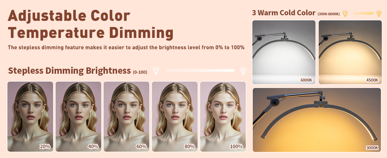 3 colors and stepless dimming light for lash tech  lampara para pestañas 