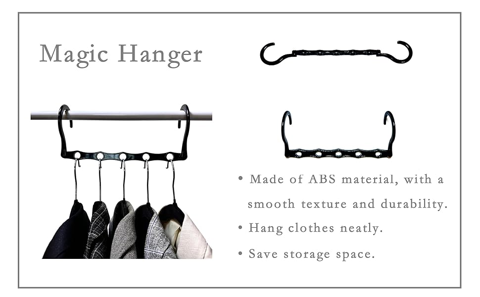 EHENMALOM Magic Coat Hangers 6 Pack in Black, 5 Holes Standard Hangers, Premium