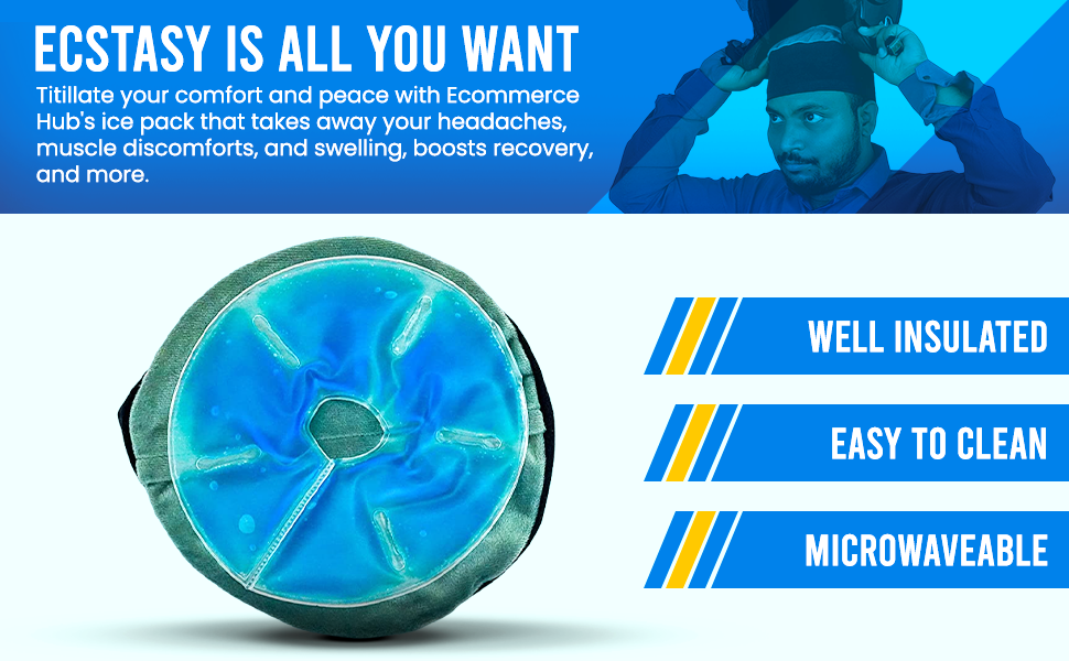 Hot & Cold Headache and Fever Cooling Round Pad, Reusable Long Lasting with Soft