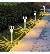 Fohil 12 Pack Solar Garden Lights, Solar LED Pathway Landscape Lighting Lights Outdoor Waterproof...