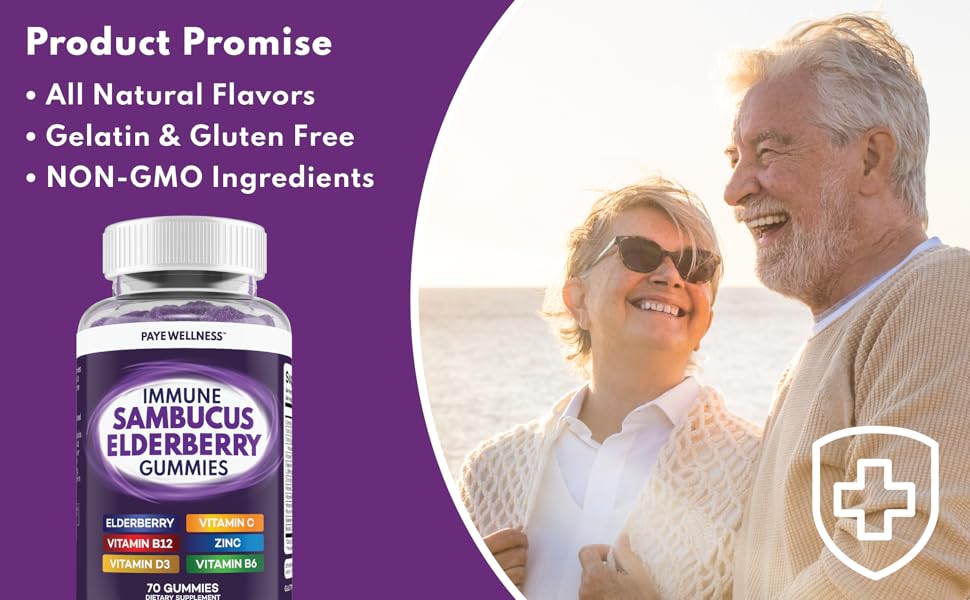 elderberry gummies immune vitamin c d e a zinc natural children adults