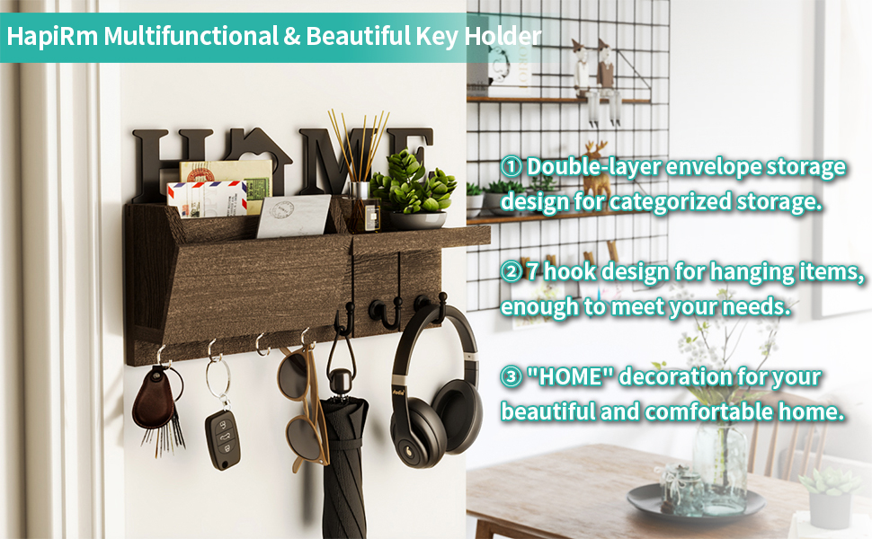 HapiRm Key Holder for Wall, Key Hanger with Home Design, Key Hooks Wall