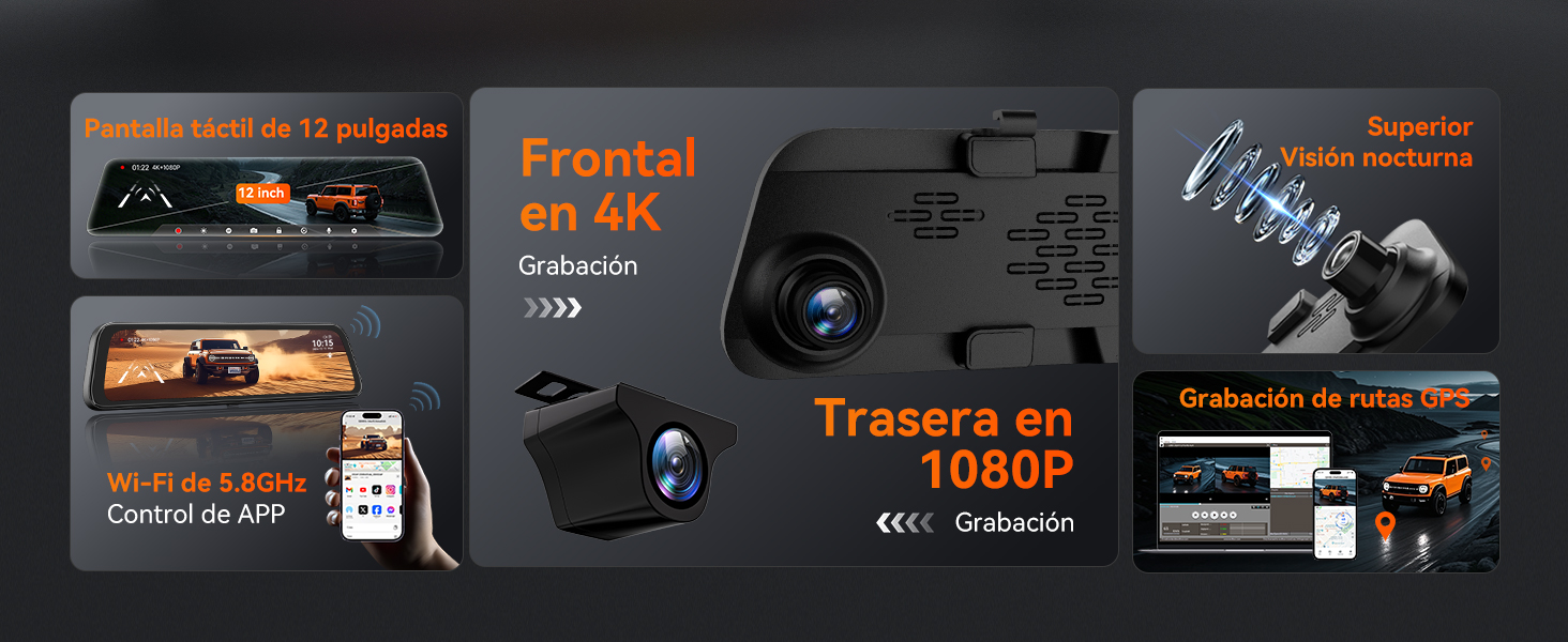 retrovisor con camara de reversa