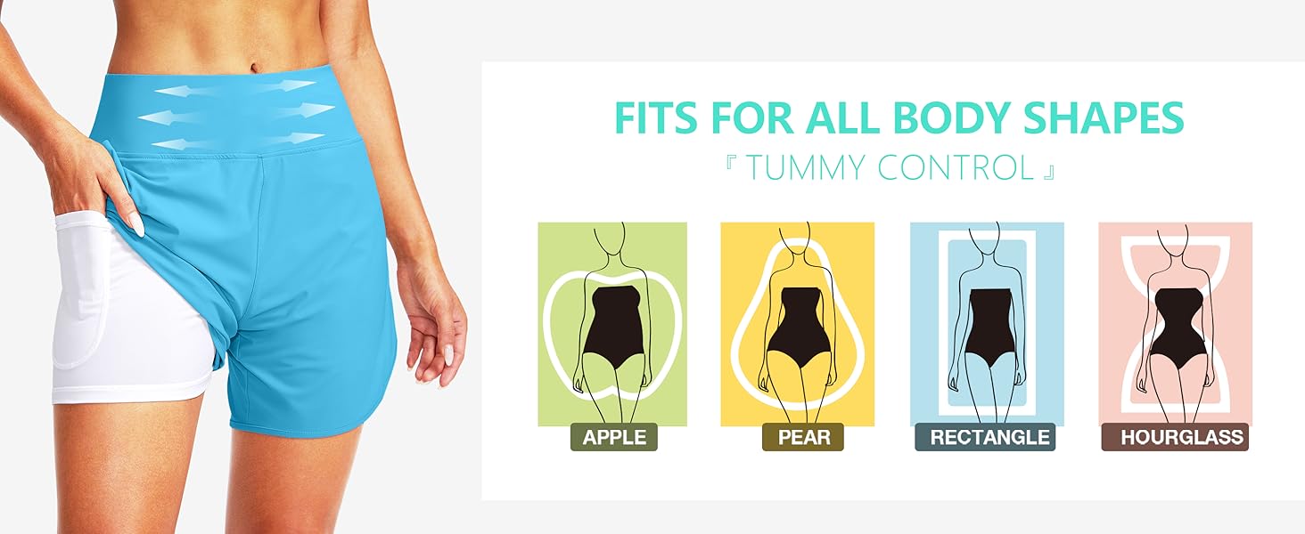 high waisted swim shorts