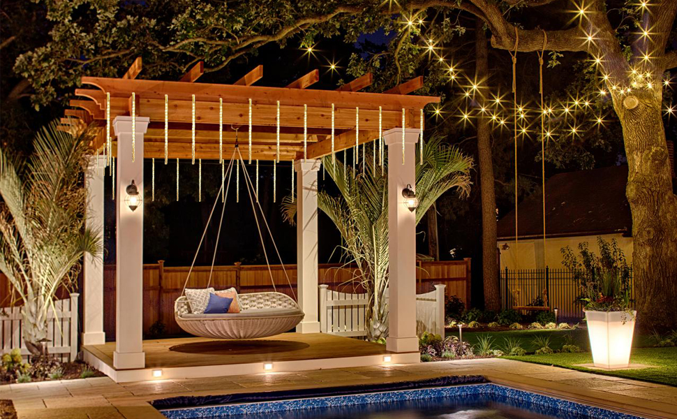 QITONG Warm White Meteor Shower Lights Outdoor, Meter Shower Christmas