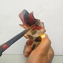 combustion test process 2 for orange coffee 100% mulberry silk scarf