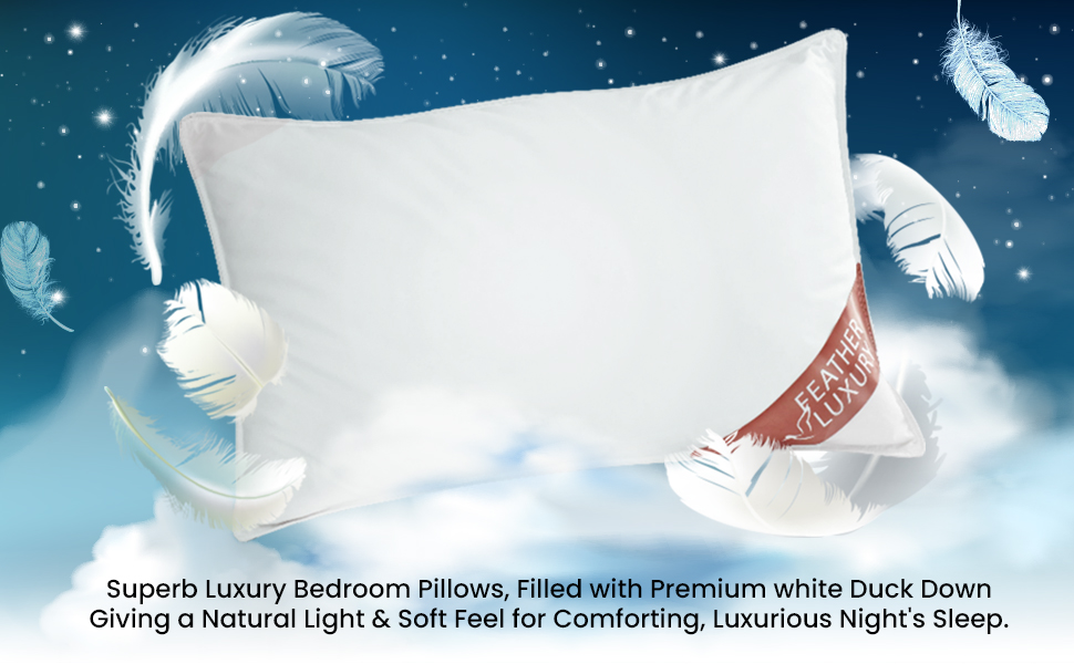 GC GAVENO CAVAILIA Duck Feather Pillows 2 Pack, Comfy Hotel Quality Pillow Pair, Washable Head Support Down Pillow, White, (50x70 cm) 14 pillows pack back support pillow feather side sleeper duck hotel bed firm down feathers double uk