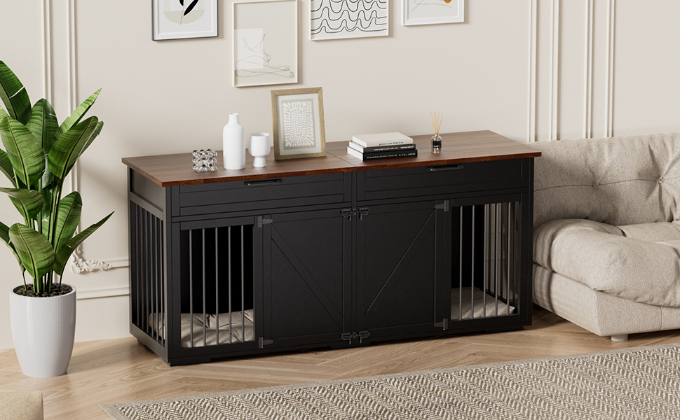 Extra Large Dog Crate Furniture, 73"x24"x34" Dog Kennel