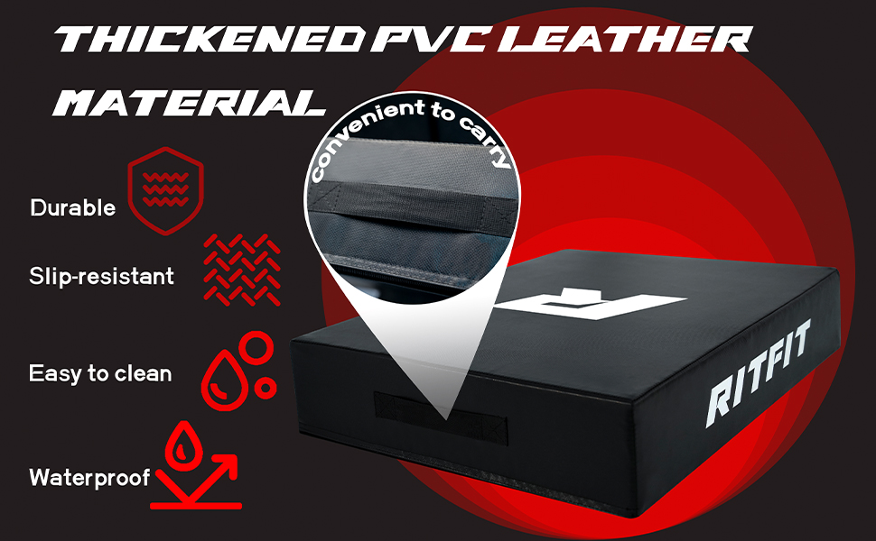 RitFit Deadlift Drop Pad, Crash Pad with Easy Carry Handles, 6in Crash Mat, Black