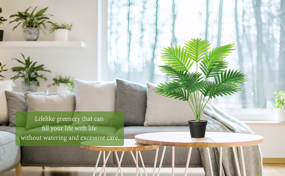 SOMYTING Set of 2 Artificial Areca Palm Plants in Pots