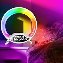 Gexmil Round LED Clock Alarm with Bluetooth Speaker 15w Phone Fast Charger Wireless Night Light