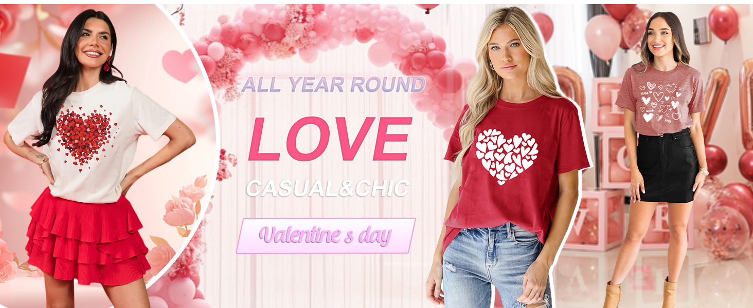 Anbech Women Love Graphic Tees