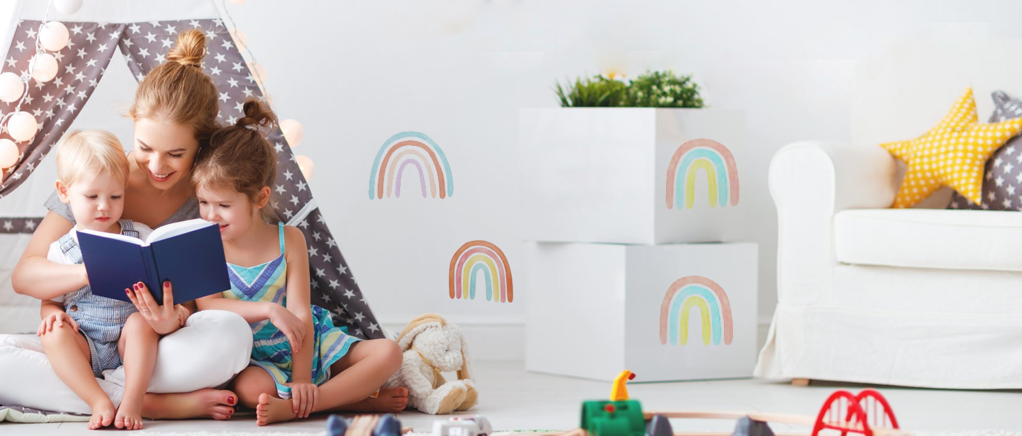 Watercolor Rainbow Wall Decals for Girls Bedroom 36 Pcs, Rainbow Stickers Bigger Size for Wall Mural Vinyl Peel and Stick DIY Decorations (6 Sheets) 7 rainbow wall decals