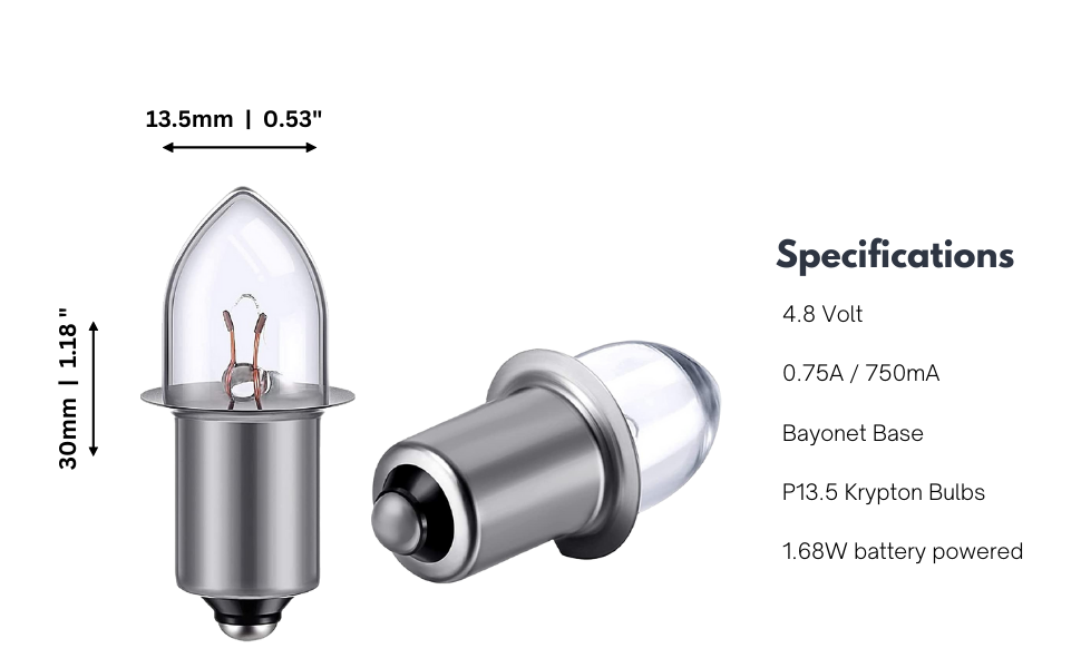 TBE LIGHTING 6 Volt / 4D 4.8 Volt, 0.75A Base P13.5 Krypton