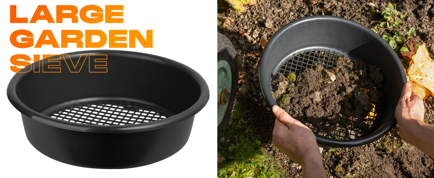 Jazooli Large Plastic Garden Sieve Heavy Duty Mesh Garden Soil Sieve, for Sieving Top Soil