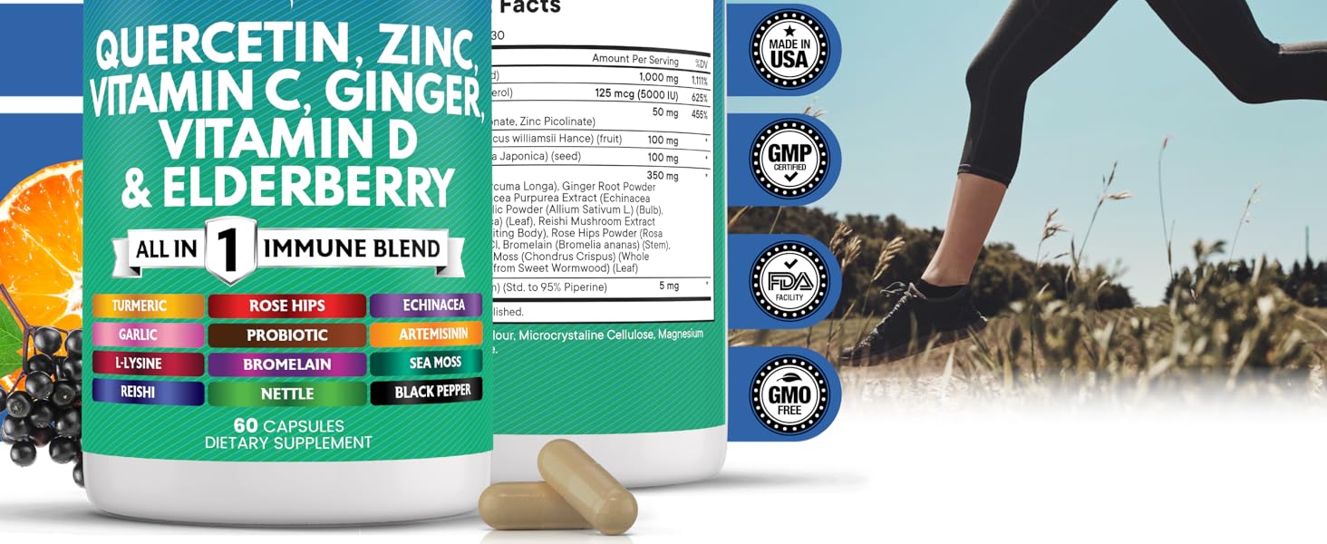 quercetin immune health bones joints skin eye turmeric elderberry vitamin d nettle
