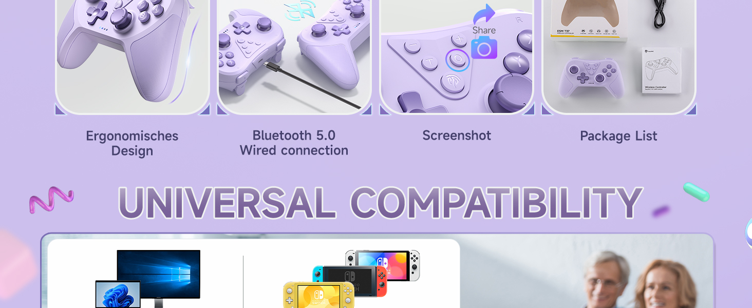 EasySMX Switch Controller, Programmable Wireless Bluetooth Controller Joystick Gamepad for Switch/Switch Lite/Switch OLED, Rechargeable Controller PC, Wake Up Function 21 EasySMX Bluetooth Wireless Controller for Nintendo Switch