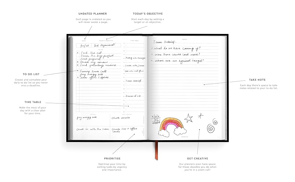 Cath Kidston Daily Planner Undated To Do List Notebook A5288 Pages, Hourly Schedule Planner