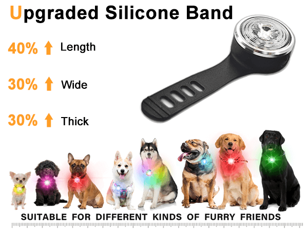 2 Pieces Glow Dog Collar Light 3 Modes Silicone LED Dog Cat Lights Clip-on For Night Dark