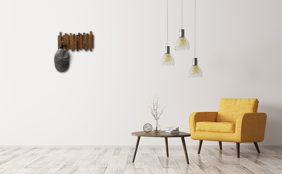 GOGREEBELL Natural Wood Wall Mounted Piano Coat Rack Coat