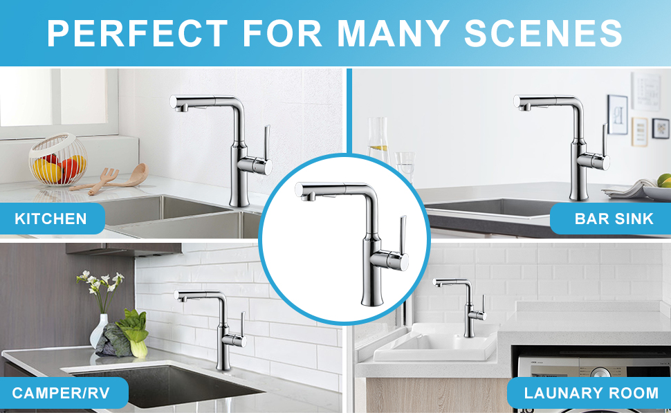 CREA Bar Sink Faucet Kitchen Faucets with Pull Down Sprayer RV Small