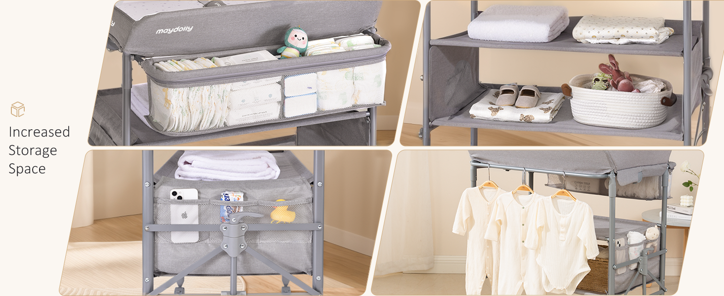 portable baby diaper changing table station foldable infant newborn dresser large storage