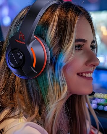 red over ear wired gaming headset headphones for ps4 ps5 xbox pc switch