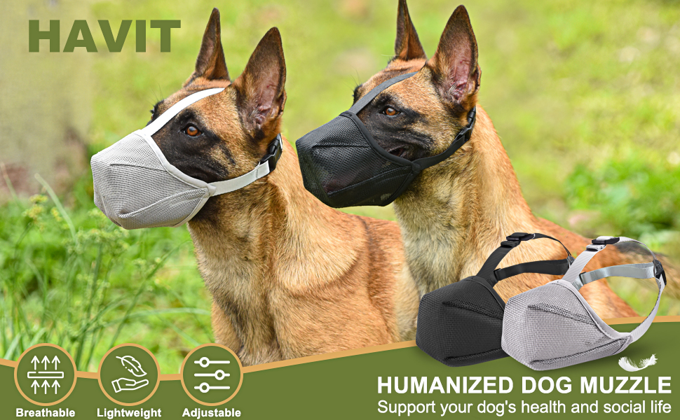 Dog Muzzle, 2PCS Mesh Dog Muzzle for Small Medium Dogs