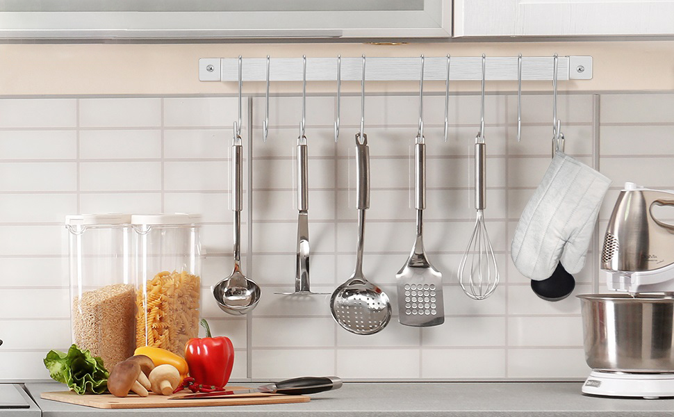 MaidMAX Wall Mounted Utensil Rack 43 cm/16.9 inch, Hanging Pot Bar Rack