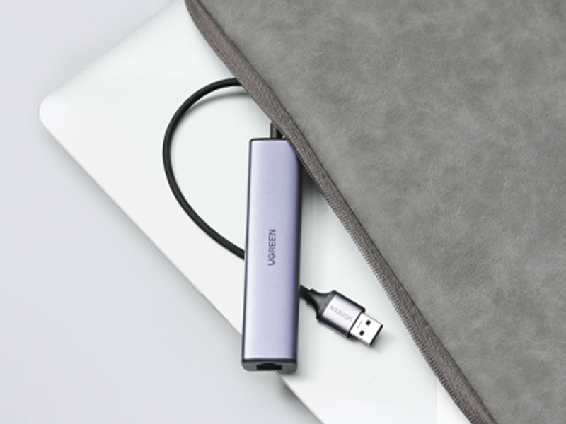 Slim and light ethernet to usb adapter