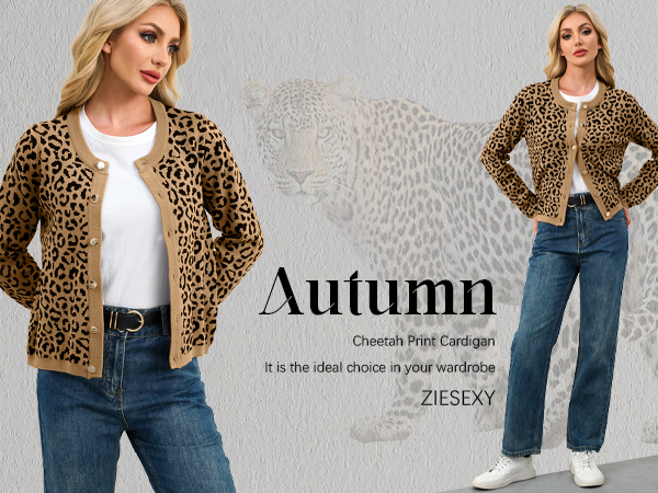 Amazon.com: Ziesexy Leopard Cardigan Long Sleeve Open Front