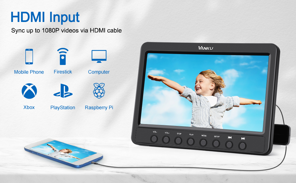 Vanku 10.1" Car DVD Player with Headrest Mount, Wall