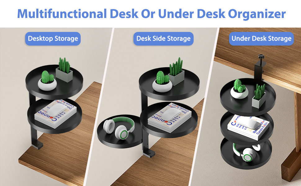ROLIZOE 360 Rotating ClampOn Desk Shelf Organizer with